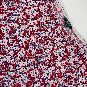 LAUREN Ralph Lauren Floral Print Tunic Top Blouse Red‎ Blue White XL